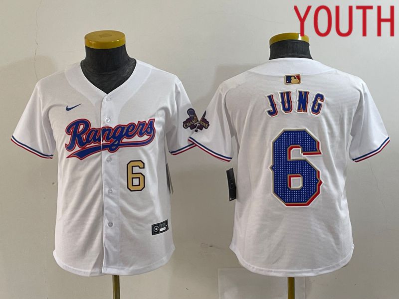 Youth Texas Rangers #6 Jung White Champion Game Nike 2024 MLB Jersey style 3